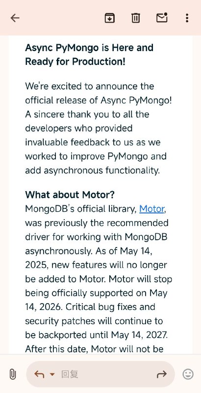 mongodb 终于有官方 asyncio 支持了！
